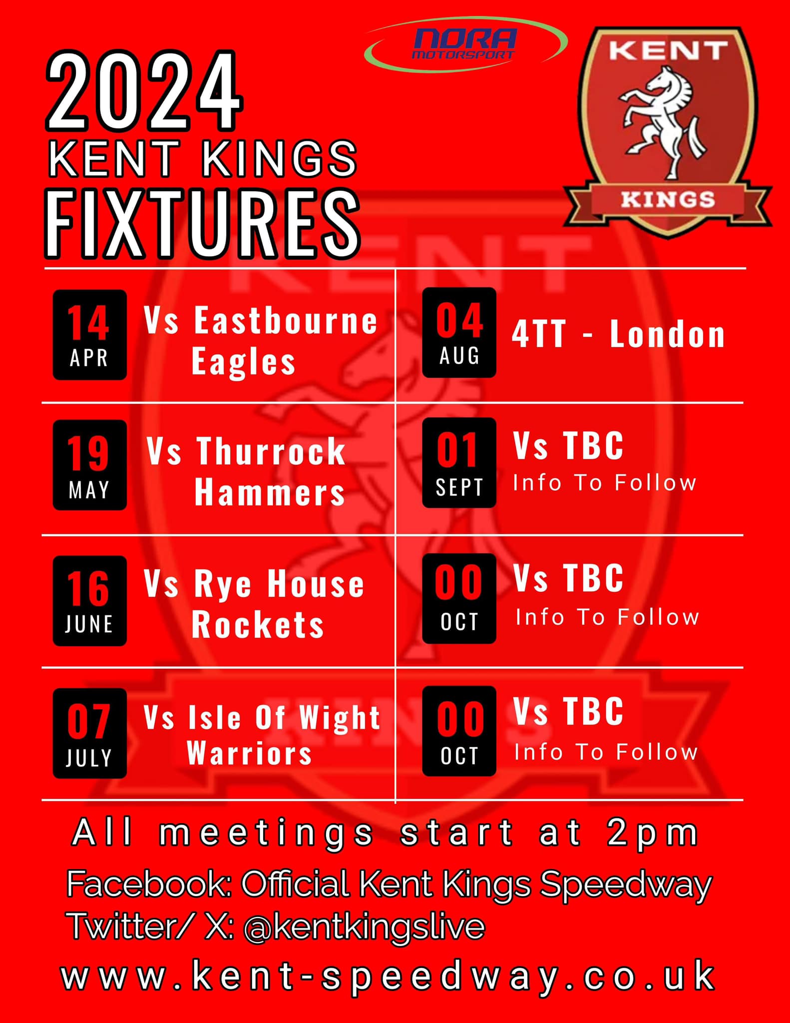 Kent Kings 2024 dates